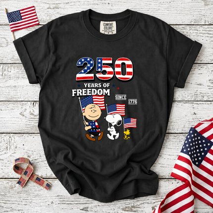 Comfort Colors 250 Years of Freedom Patriotic Friends Flag T-Shirt