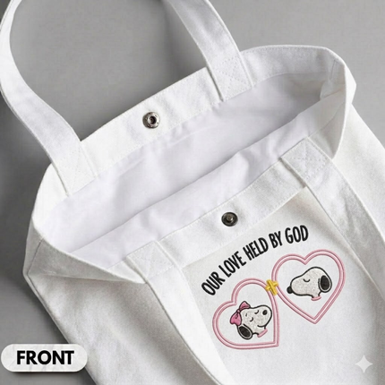 Our love Held by God Embroidered Tote Bag