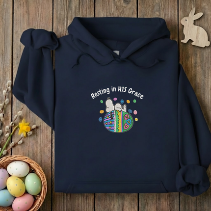 Resting in HIS Grace Embroidered Hoodie
