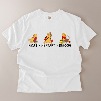 Comfort Colors Reset Restart Refocus Pooh T-Shirt