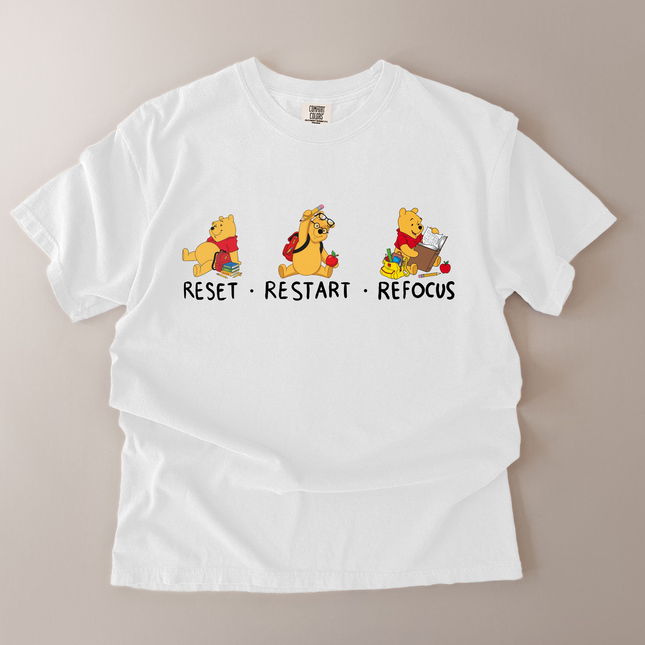 Comfort Colors Reset Restart Refocus Pooh T-Shirt