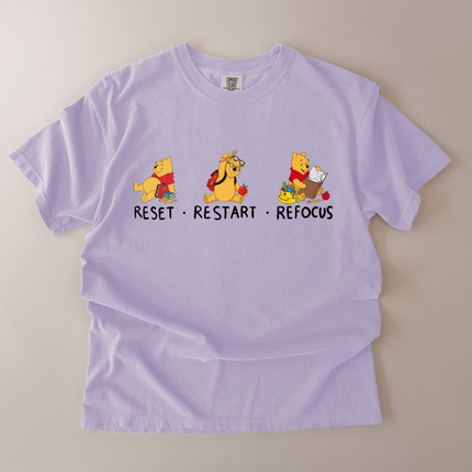 Comfort Colors Reset Restart Refocus Pooh T-Shirt