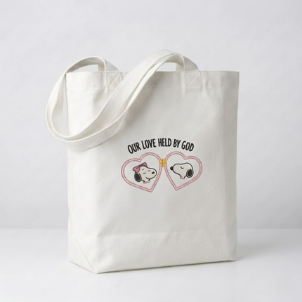 Our love Held by God Embroidered Tote Bag