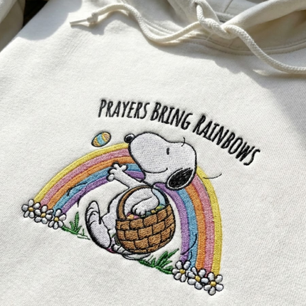 Prayers Bring Rainbows Embroidered Hoodie