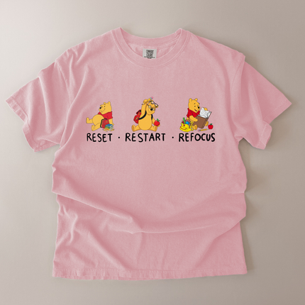 Comfort Colors Reset Restart Refocus Pooh T-Shirt