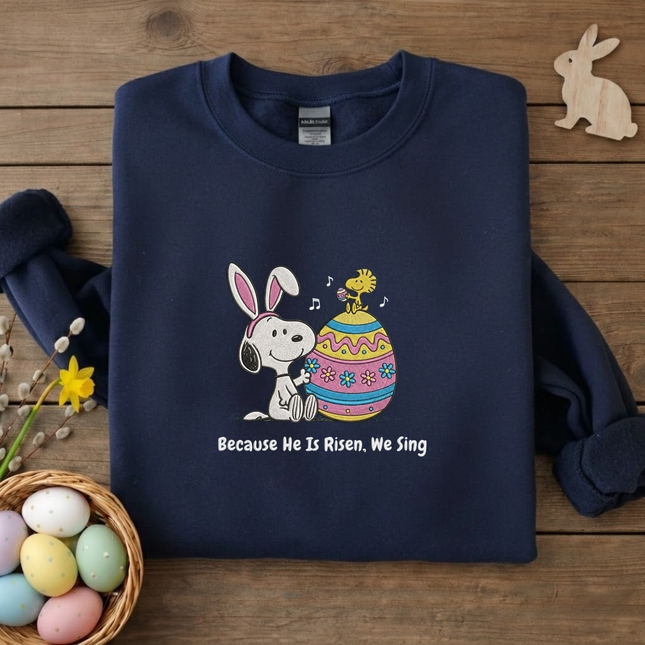 He is Risen We Sing Easter Embroidered Sweatshirt