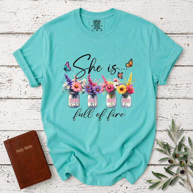Comfort Colors She Is Full Of Fire Floral T-Shirt