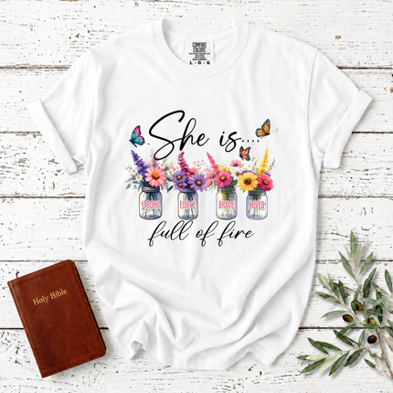 Comfort Colors She Is Full Of Fire Floral T-Shirt