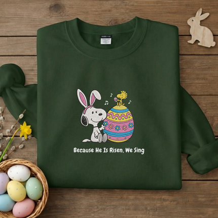 He is Risen We Sing Easter Embroidered Sweatshirt