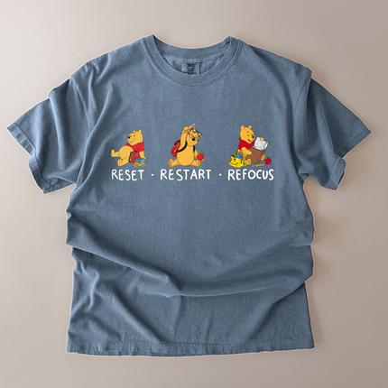 Comfort Colors Reset Restart Refocus Pooh T-Shirt