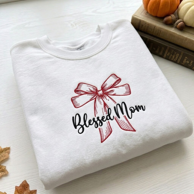 Blessed Mom Embroidered Sweatshirt