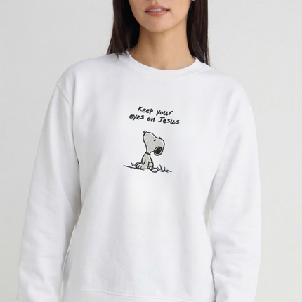 Keep Your Eyes On Jesus Embroidered Sweatshirt