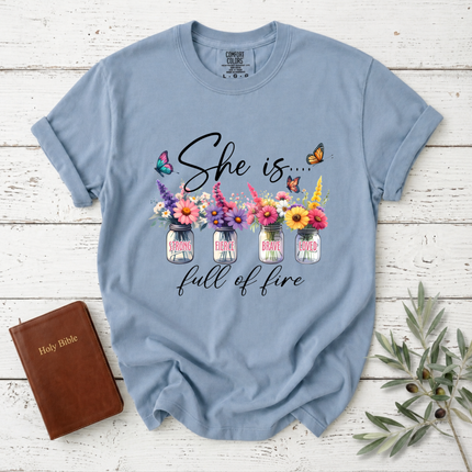 Comfort Colors She Is Full Of Fire Floral T-Shirt