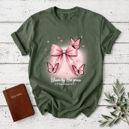 Comfort Colors Bloom by His Grace Coquette Bow T-Shirt