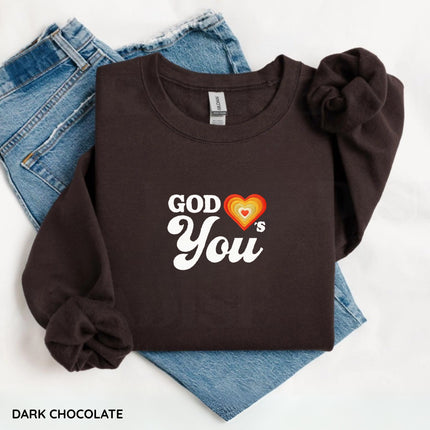 God Loves You Embroidery Sweatshirt