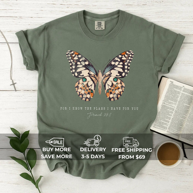 Comfort Colors Butterfly Jeremiah 29:11 Christian T-Shirt