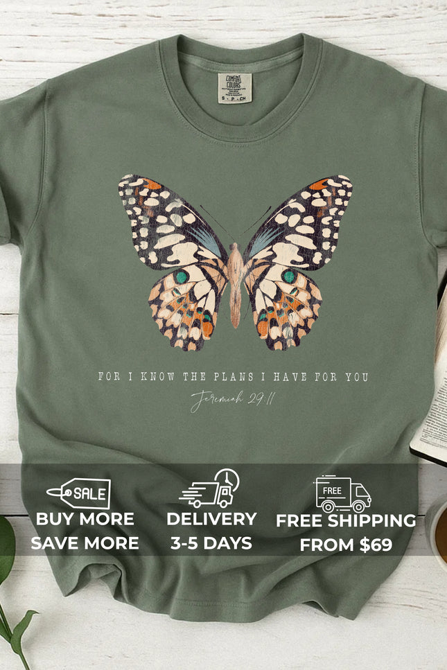 Comfort Colors Butterfly Jeremiah 29:11 Christian T-Shirt