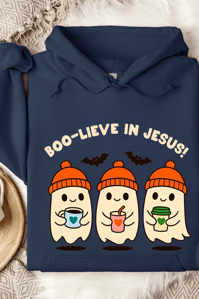 Boo-live in Jesus Cute Ghost Gildan Hoodie