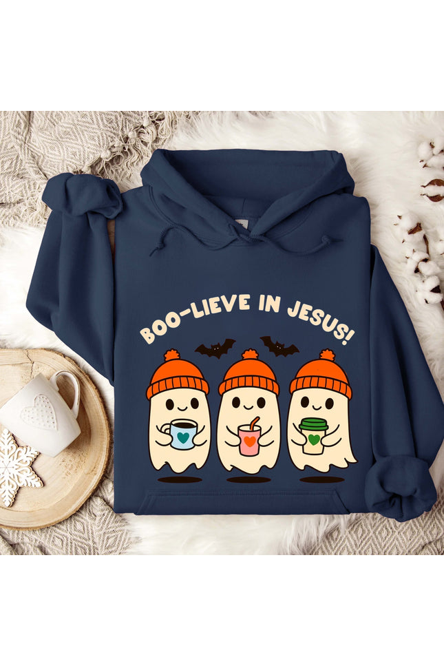 Boo-live in Jesus Cute Ghost Gildan Hoodie