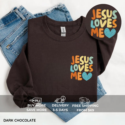 Jesus Loves Me Embroidery Sweatshirt