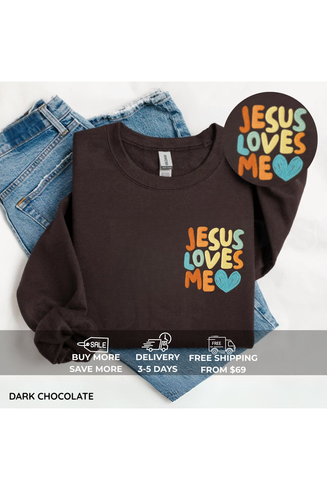 Jesus Loves Me Embroidery Sweatshirt