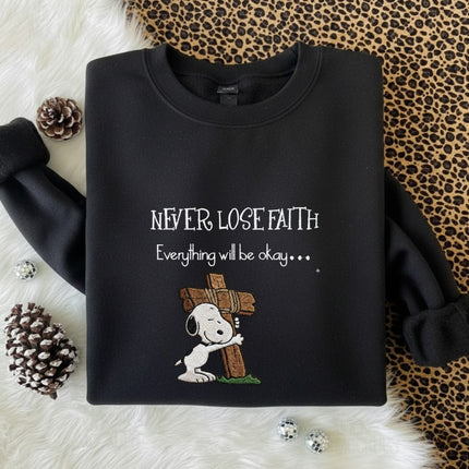 never lose faith Embroidered Sweatshirt