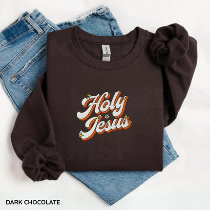 Holy is Jesus Embroidery Sweatshirt