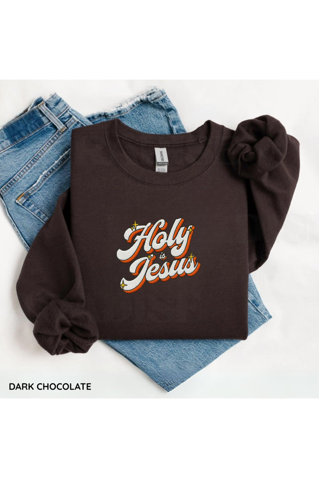 Holy is Jesus Embroidery Sweatshirt