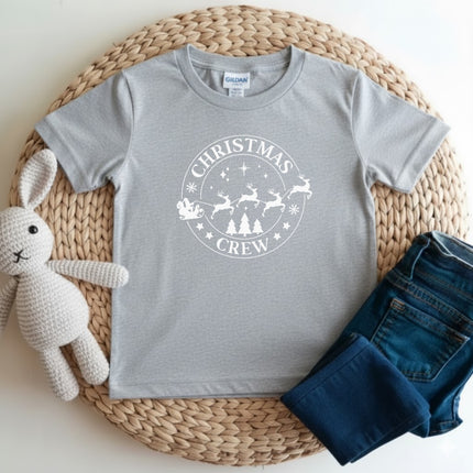 Christmas Crew Santa's Reindeer Sleigh Christmas T-Shirt for Kids