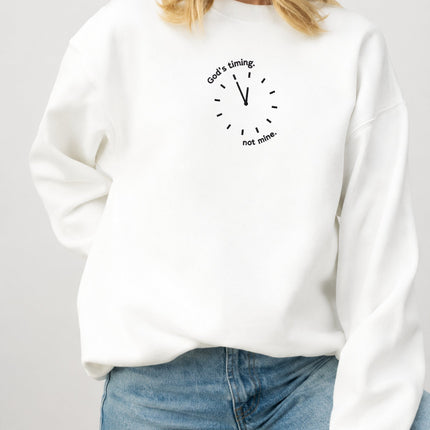 God's Timing Not Mine Embroidered Sweatshirt