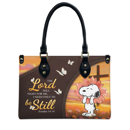 "The Lord Will Fight For Me, I Need Only To Be Still" Christian Leather Handbag