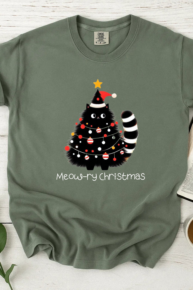 Comfort Colors Meow-ry Christmas T-Shirt