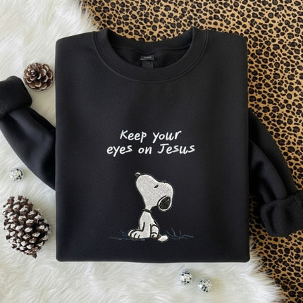 Keep Your Eyes On Jesus Embroidered Sweatshirt