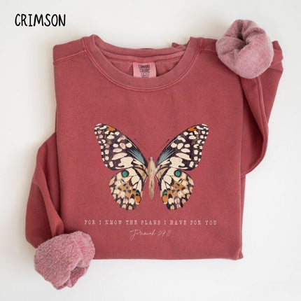 Comfort Colors Butterfly Jeremiah 29:11 Christian Sweatshirt