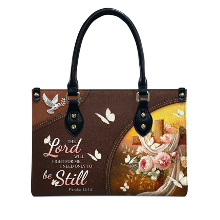 The Lord Will Fight For Me Leather Handbag