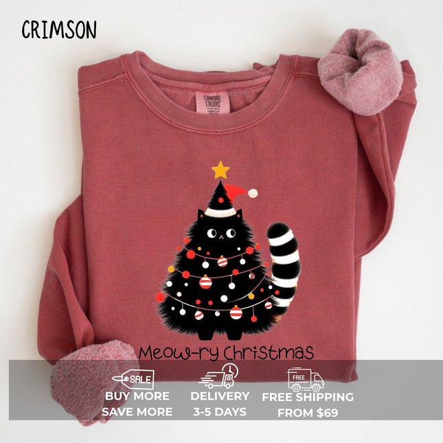 Comfort Colors Meow-ry Christmas Sweatshirt