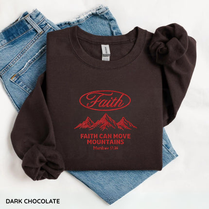 Faith Can Move Mountain Embroidery Sweatshirt