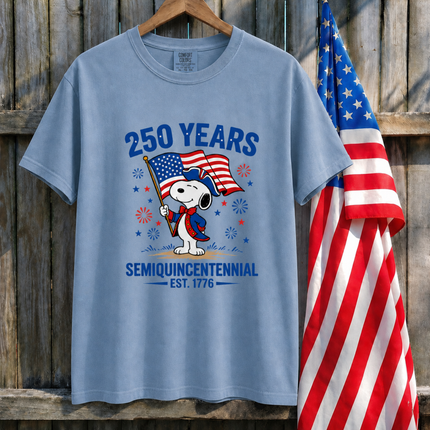 Comfort Colors 250 Years Semiquincentennial Patriotic Snoopy T-Shirt
