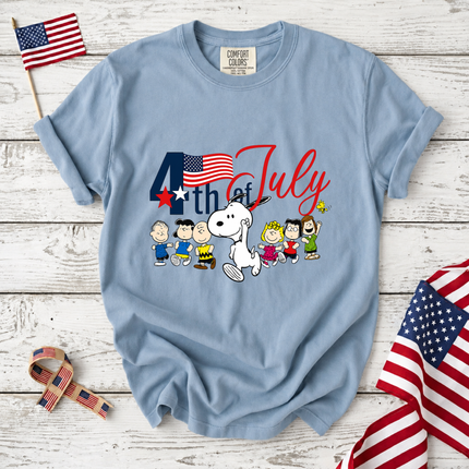 Comfort Colors 4th of July Patriotic Snoopy Friends Parade T-Shirt