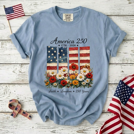 Comfort Colors America 250 Faith & Freedom Floral T-Shirt
