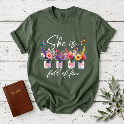 Comfort Colors She Is Full Of Fire Floral T-Shirt
