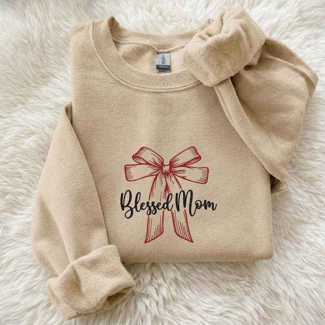 Blessed Mom Embroidered Sweatshirt