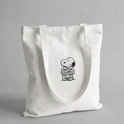 God's Plan Is Worth The Wait Embroidered Tote Bag