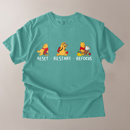 Comfort Colors Reset Restart Refocus Pooh T-Shirt