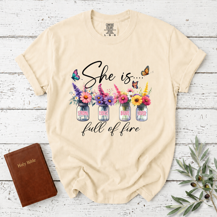 Comfort Colors She Is Full Of Fire Floral T-Shirt