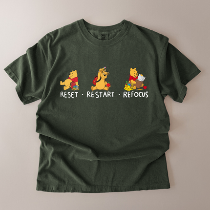 Comfort Colors Reset Restart Refocus Pooh T-Shirt