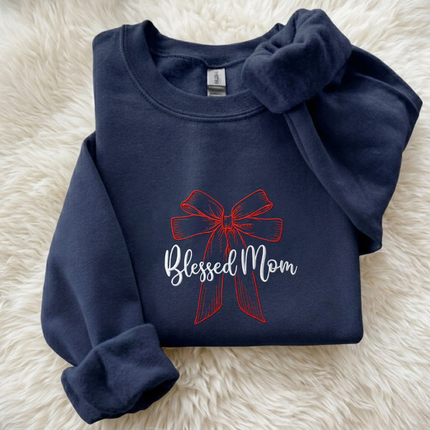 Blessed Mom Embroidered Sweatshirt