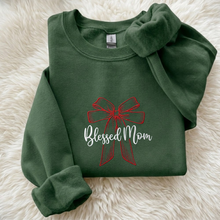 Blessed Mom Embroidered Sweatshirt
