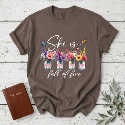 Comfort Colors She Is Full Of Fire Floral T-Shirt