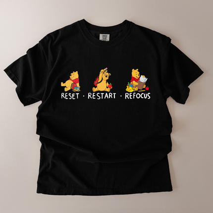 Comfort Colors Reset Restart Refocus Pooh T-Shirt